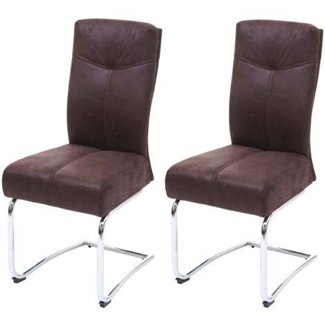 Juego de 2 sillas de comedor cómodas y modernas en tejido efecto ante marrón 040000405