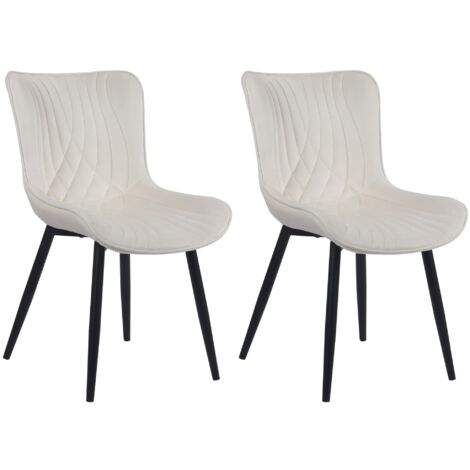 Juego de 2 sillas de comedor con costuras decorativas, asiento de PVC color crema 100001675
