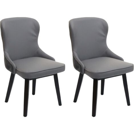 Juego de 2 sillas de comedor con costuras decorativas en el asiento trasero en tela gris oscuro-gris claro 040007384