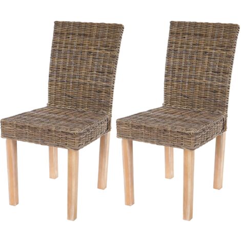 Juego de 2 sillas de comedor con esquinas redondeadas y bordes en ratán kubu 040007392