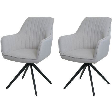 Juego de 2 sillas de comedor con reposabrazos asiento giratorio en tela beige crema estructura de acero negro 040007369