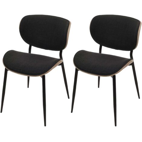Juego de 2 sillas de comedor contemporáneas y atemporales madera curvada natural tela gris oscuro 040009499