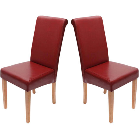 Juego de 2 sillas de comedor de cocina de diseño moderno en piel roja y sintética 040000204