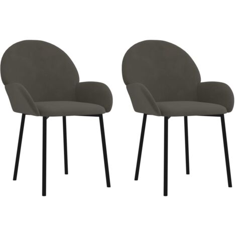 Juego de 2 sillas de comedor de diseño clásico en tela gris oscuro DEC025523