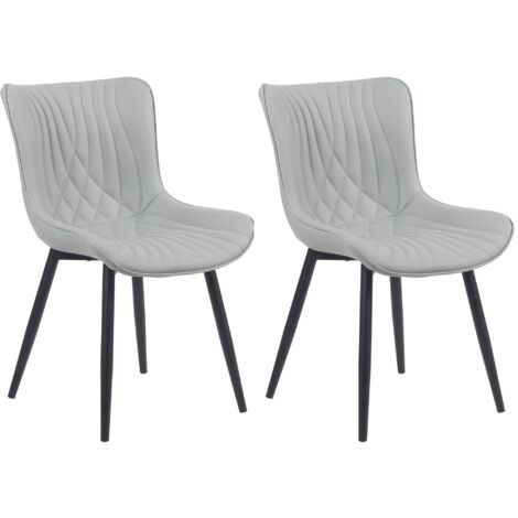 Juego de 2 sillas de comedor de diseño moderno en PVC gris y metal negro 100001672