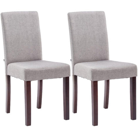 Juego de 2 sillas de comedor de diseño moderno en tela gris claro y patas de madera marrón oscuro 100001555