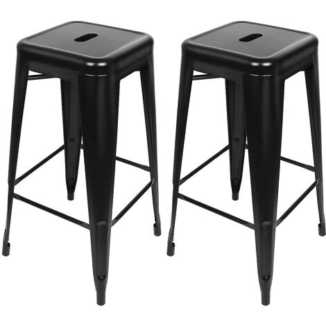 Juego de 2 Sillas de Comedor de Metal, Taburetes de Bar Estilo Industrial de Metal, Sillas apilables de Metal Blanco, Altura 76 cm