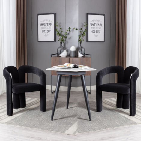 Juego de 2 sillas de comedor de terciopelo, color negro
