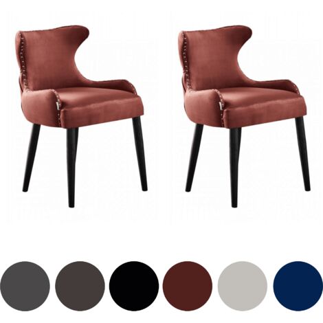 Juego de 2 sillas de comedor de terciopelo Oxford LUX - Silla tapizada para comedor, cocina - Rojo