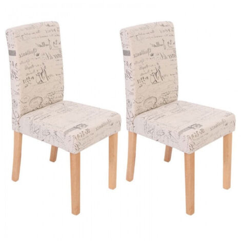 Juego de 2 Sillas de Comedor en Tela Crema Patas Ligeras Estampadas CDS04029