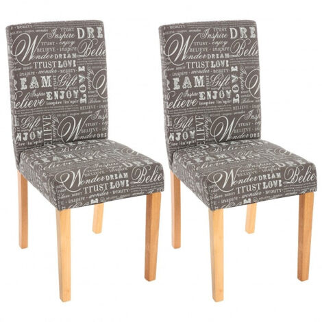 Juego de 2 sillas de comedor en tela estampada gris con pies ligeros CDS04019