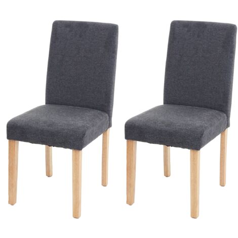Juego de 2 sillas de comedor en tela gris oscuro con patas claras CDS04462