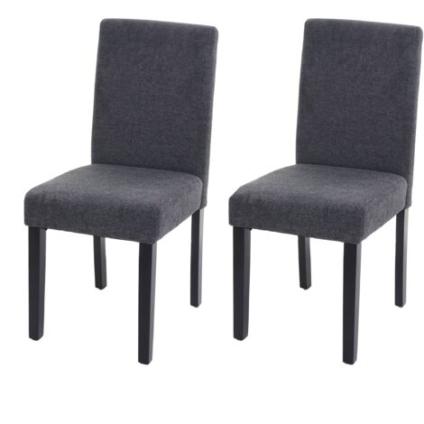 Juego de 2 sillas de comedor en tela gris oscuro con patas oscuras CDS04463