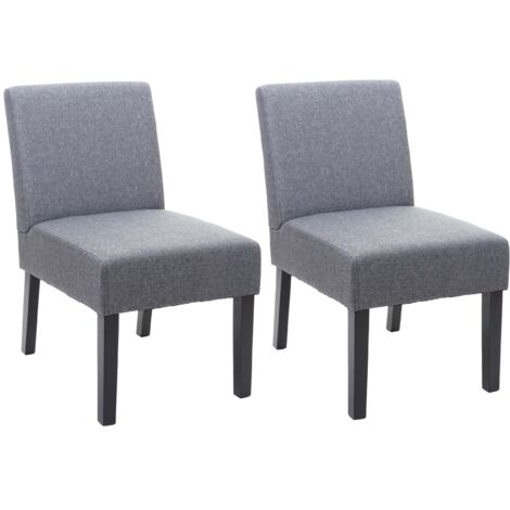 Juego de 2 sillas de comedor en tela gris oscuro patas de madera diseño sencillo asiento extralargo 040000395