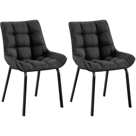 Juego de 2 sillas de comedor en tela gris titanio generosamente acolchadas patas de metal negro 100007571