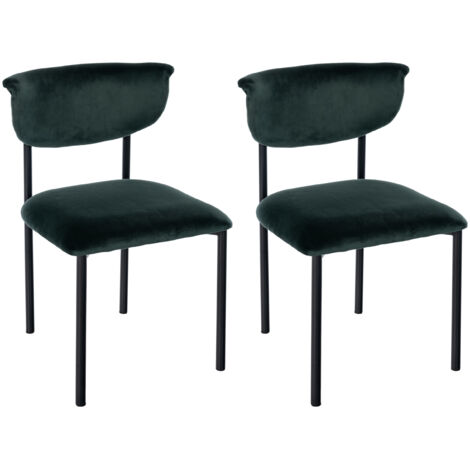 Juego de 2 sillas de comedor Gambell terciopelo Verde oscuro