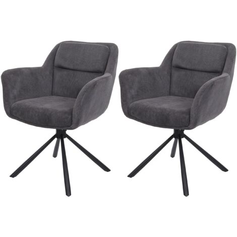 Juego de 2 sillas de comedor giratorias autoposicionables de pana gris 040007361
