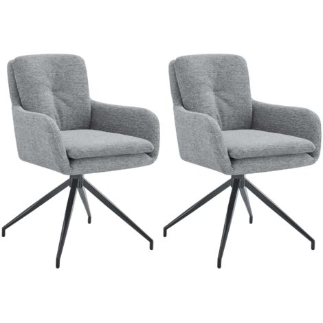 Juego de 2 sillas de comedor giratorias cómodas y modernas en tela gris con estructura de metal 100006561