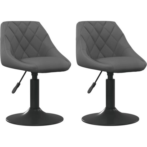 Juego de 2 sillas de comedor giratorias en terciopelo gris oscuro y estructura de acero negro DEC025192