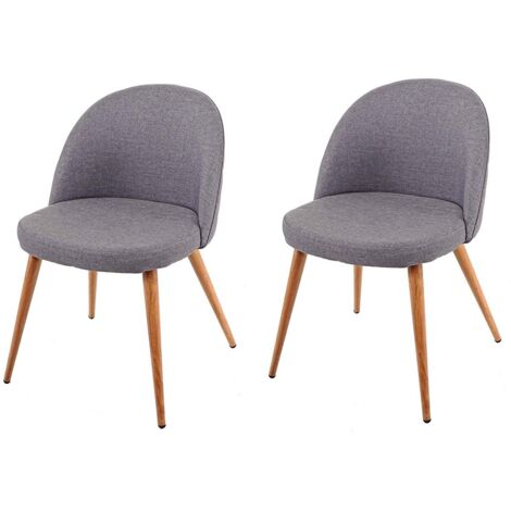 Juego de 2 sillas de comedor gris oscuro con patas de madera estilo retro CDS04415