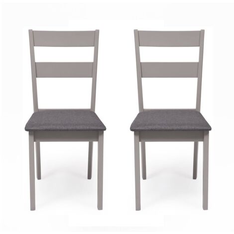 Juego de 2 sillas de comedor o cocina DALLAS estructura madera color gris claro asiento tapizado color gris