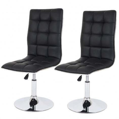 Juego de 2 sillas de comedor regulables en altura en sintética negra CDS04077