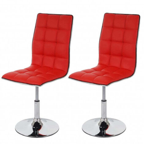 Juego de 2 sillas de comedor regulables en altura en sintética roja CDS04076