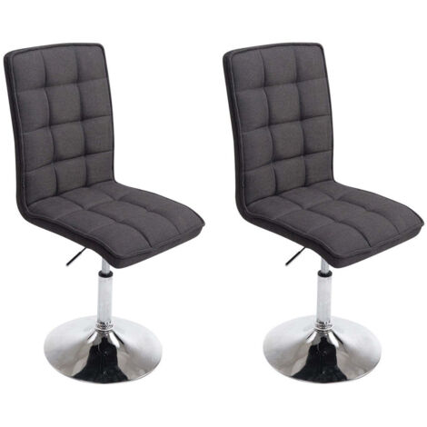 Juego de 2 sillas de comedor regulables en altura en tela gris oscuro CDS10051