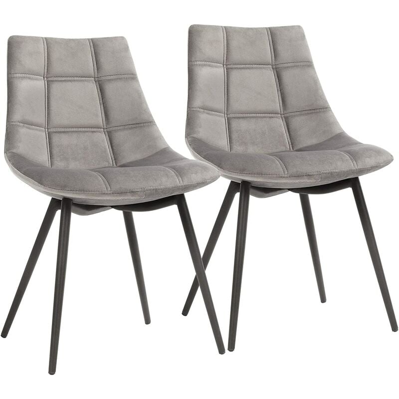 

Songmics - Juego de 2 Sillas de Comedor, Sillas de Cocina Modernas, Sillas Tapizadas de Ocio con Patas de Hierro y Terciopelo Liso, Gris LDC84GY