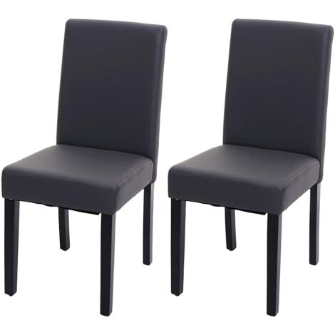Juego de 2 sillas de comedor sintética gris mate con patas oscuras CDS04459