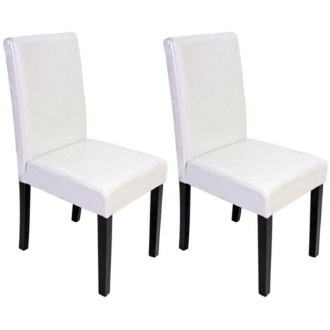 Juego de 2 sillas de comedor sintéticas blancas con patas oscuras CDS04048