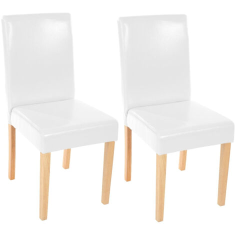 Juego de 2 sillas de comedor sintéticas blancas patas claras CDS04047