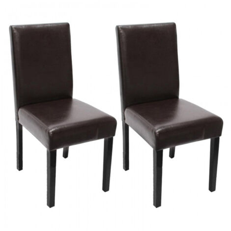Juego de 2 sillas de comedor sintéticas marrones con patas oscuras CDS04039