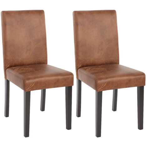 Juego de 2 sillas de comedor sintéticas marrones con patas oscuras CDS04050
