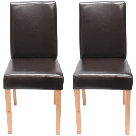 Juego de 2 sillas de comedor sintéticas marrones con pies ligeros CDS04040