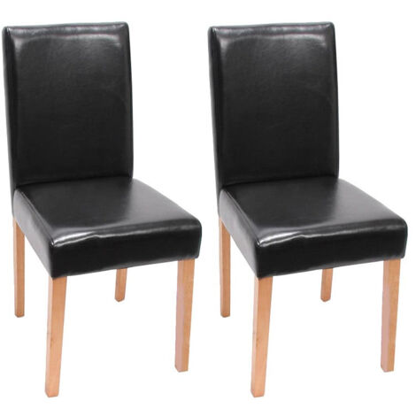 Juego de 2 sillas de comedor sintéticas negras con patas claras CDS04045