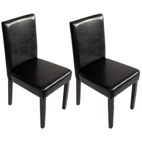 Juego de 2 sillas de comedor sintéticas negras con patas oscuras CDS04046