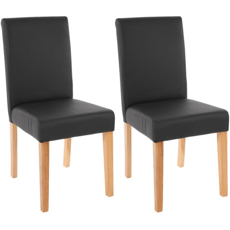 Juego de 2 sillas de comedor sintéticas negro mate con patas claras CDS04036