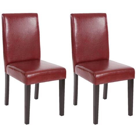 Juego de 2 sillas de comedor sintéticas patas rojo/marrón oscuro CDS04033