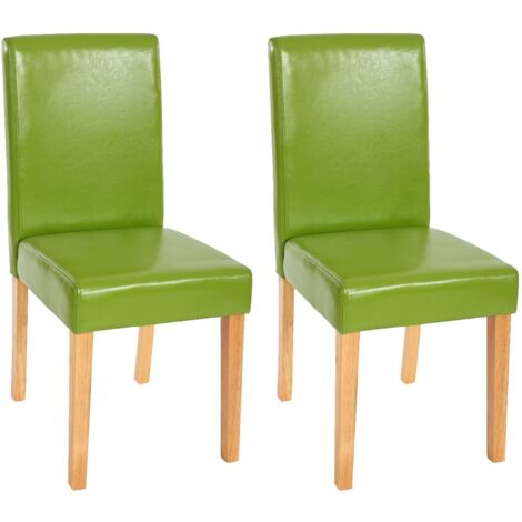 Juego de 2 sillas de comedor sintéticas verdes con patas claras CDS04031