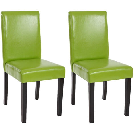 Juego de 2 sillas de comedor sintéticas verdes con patas oscuras CDS04032