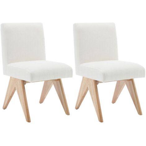 Juego de 2 Sillas de Comedor Tapizadas de Cocina Rústicas con Patas de Madera para Salón Restaurante, Beige, Wahson