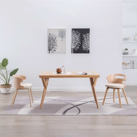 Juego de 2 Sillas de comedor,Sillas de Cocina madera curvada y cuero sintético crema vidaXL