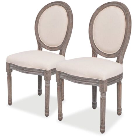 Juego de 2 Sillas de comedor,Sillas de Cocina tela color crema vidaXL