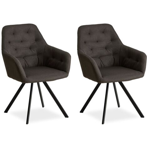 Juego de 2 sillas de salón comedor con cómodo tapizado color antracita CDS06106