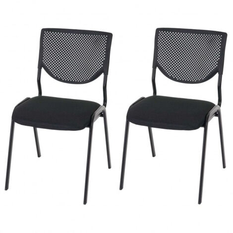 Juego de 2 sillas ergonómicas para visita de oficina negra, pies negros BUR04048