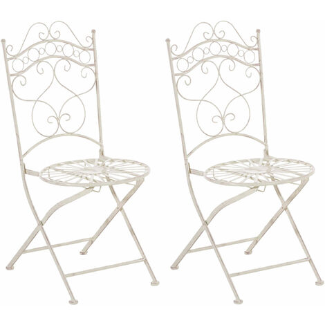 Juego de 2 sillas para jardín Indra plegables Crema antiguo