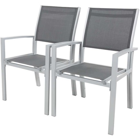 Juego de 2 sillas para jardín- textileno Tropic - Phoenix - gris oscuro