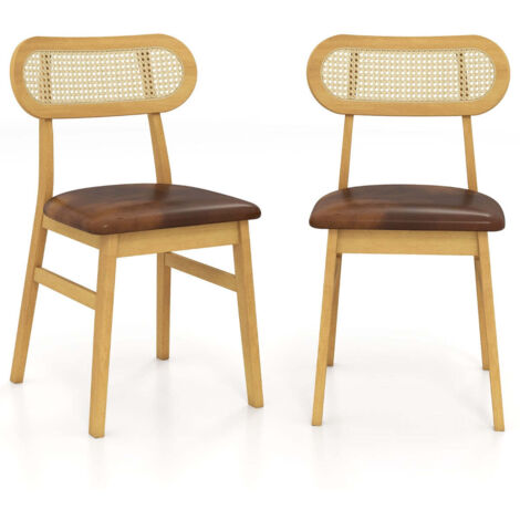 Juego de 2 sillas tapizadas 49 x 48 x 79 cm confort lujoso diseño minimalista madera de caucho marrón 200012454