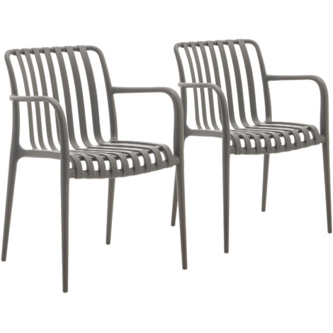 Juego de 2 sillas WENDY para interior y exterior con estructura de polipropileno gris - MOG CASA